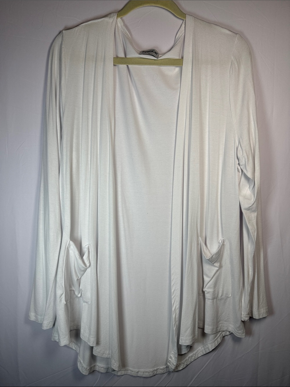 TownCat Lightweight White Open-Front Robe Cardigan